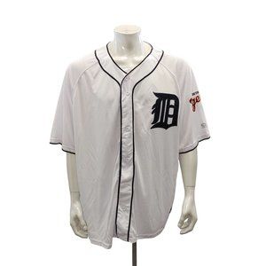 Detroit Tigers MLB Cooperstown Jersey Men's Size 3XL White Blue Short Sleeve But